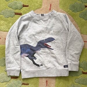 Joules Light Gray Kids Sweatshirt with Navy Stripe Detail